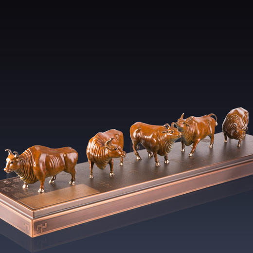 朱炳仁·铜摆件  五牛积福 限量（中号） 家居 工艺品  艺术品 五牛图 送礼送领导 商品图1