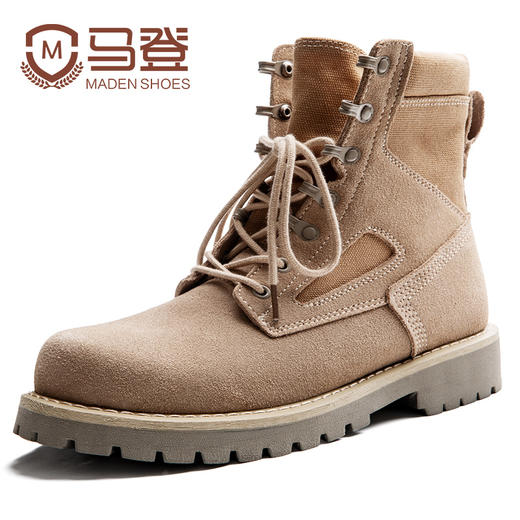 马登高帮马丁靴男工装靴潮百搭2024新款靴子男冬季中帮作战沙漠靴 商品图5
