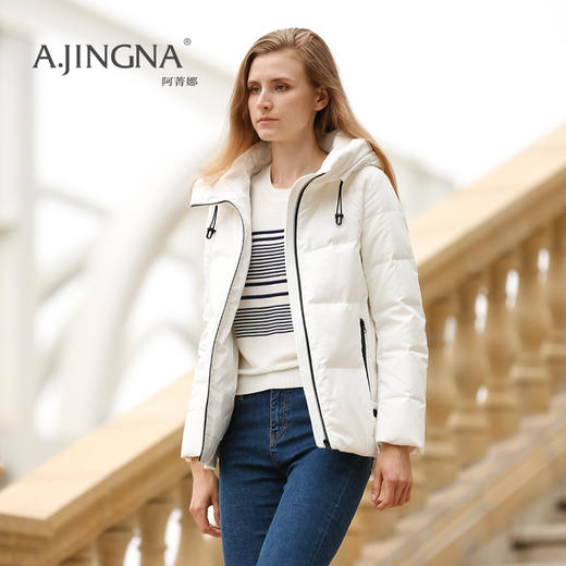 A.JINGNA90%白鸭绒休闲保暖纯白色羽绒服A22D216001H 商品图0