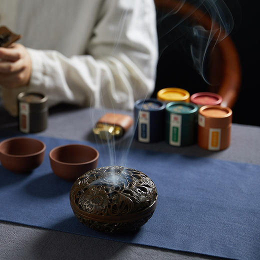 迦印堂丨星洲沉香盘香惠安红土老山檀香旅行便携装 1小时小罐香 6款不同香型组合装 （配莲台香座） 商品图3