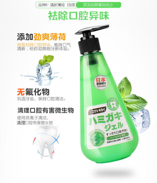 日本原装进口皓齿清川西按压式成人牙膏251g去黄去牙渍 商品图7