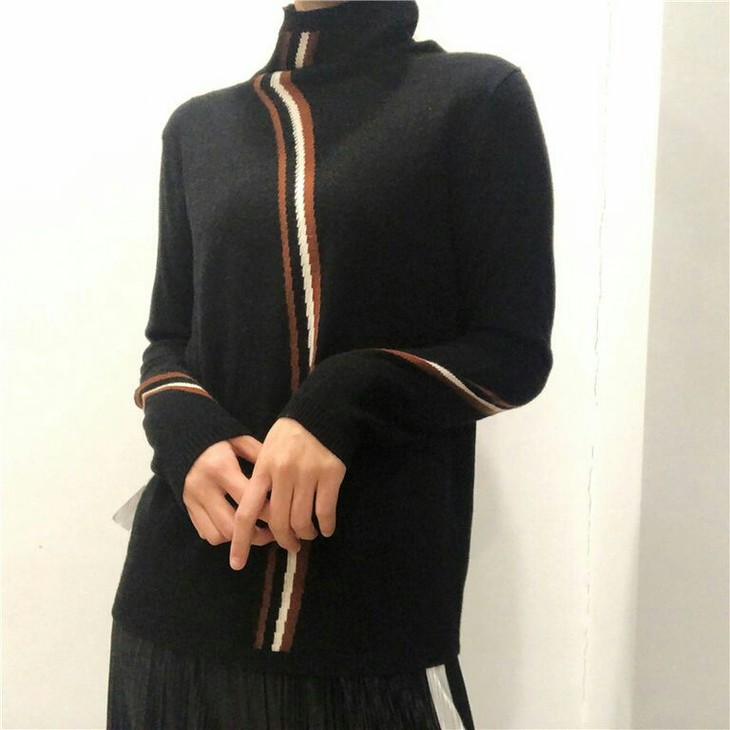原价998特卖价1190柏宸妃baichenfei半高领长袖羊毛毛衣100羊毛黑色a8