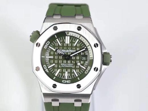 军绿色 JF爱彼15710 V9s版，精钢！实测高强度防水200米！进口9015改正品3120机！透底，原装潜水硅胶表带！足够乱真男士手表，自动机械 商品图0