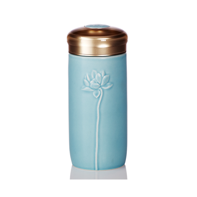 手工描金清心福莲随身杯  双层300ml