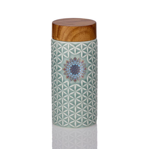 生命之花（阳光）木纹盖400ml单层  彩釉贴花 可定制 商品图1