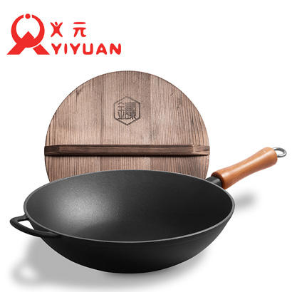 铸味铸铁锅33cm珐琅平底炒锅不易生锈老式家用生铁炒菜锅 商品图3