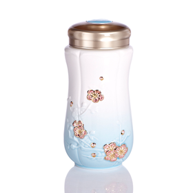 鎏金·红梅报春随身杯 双层330ml创意陶瓷水杯随行定制礼品