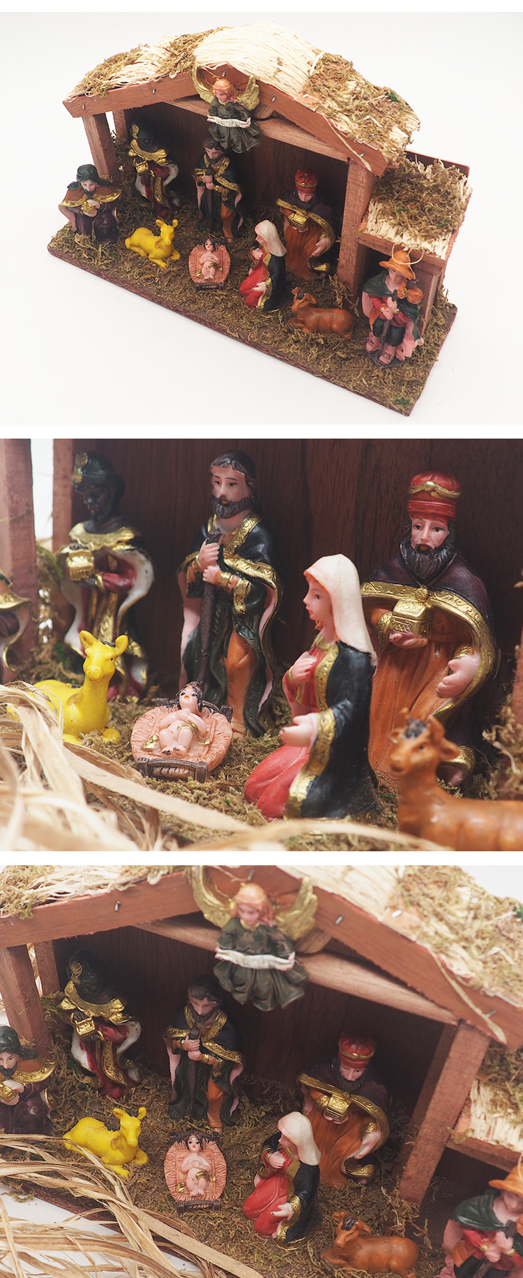 包邮马槽主内福音礼物耶稣诞生马槽圣诞礼物木头仿真