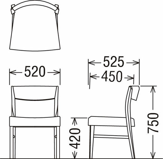 karimoku CT53 armless chair 无扶手餐椅 商品图5