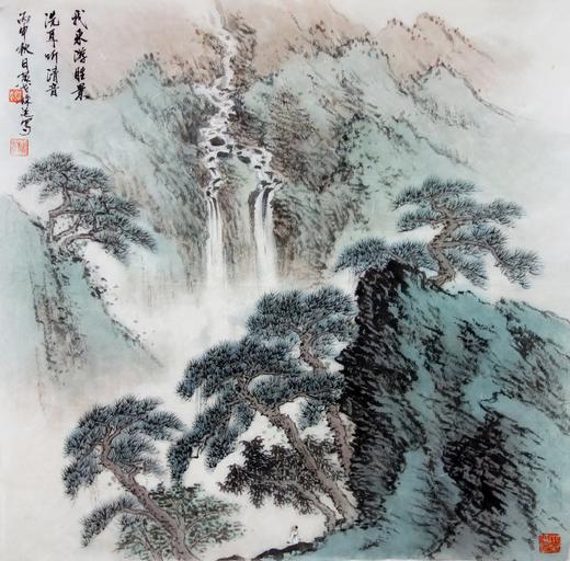 黄戈 -真迹-山水画《我来游胜景，洗耳听清音》 办公室  书房  客厅 商品图1