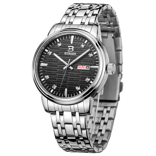 陈小春代言宾格手表男士防水男表情侣表夜光简约星期日历 狼牙 商品图1