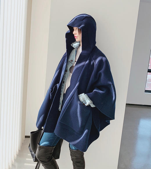 5折 THS Lady 无折 连帽披肩 后背麦穗刺绣披肩斗篷 BC853 商品图1