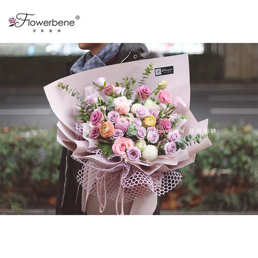 Flowerbene【花有独钟】私人定制紫粉系列花束 商品图0