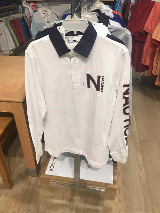 国内现货 Nautica诺帝卡 男士 字母LOGO长袖POLO衫 翻领打底衫 橙色L码最后一件 商品图2