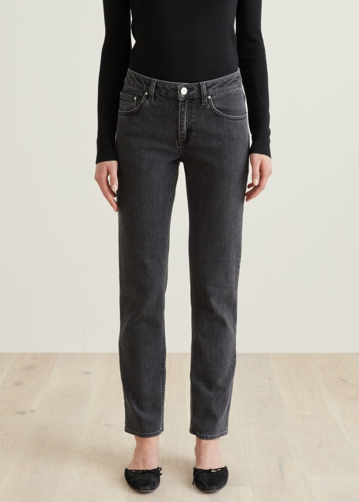 toteme浅水洗蓝深灰色straight直身九分牛仔裤