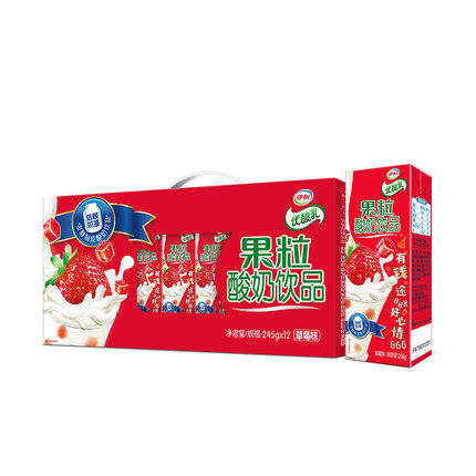 伊利果粒优酸乳酸奶饮品 芒果味 草莓味 黄桃味245ml*12 商品图1