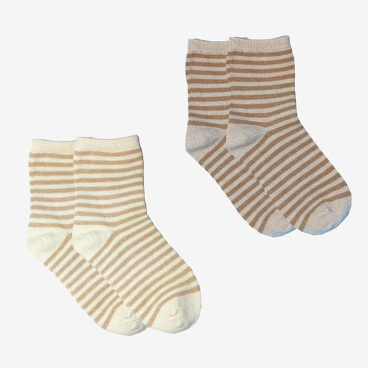 小亘 天然彩棉条纹童袜4双装 商品图0