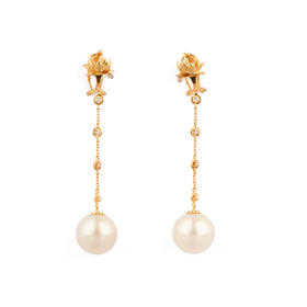 爱莎许愿工艺 莲花系列 莲花珍珠耳钉