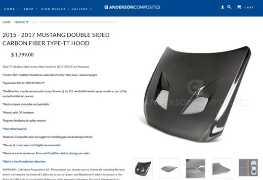 定制七款双面真碳纤机盖 15-18款野马专用（美国AC原厂正品）邮费默认到付 商品图7