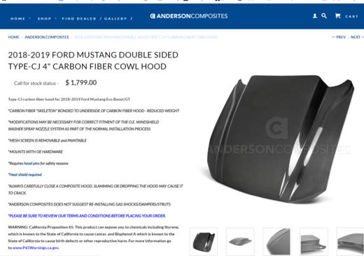 6款AC双面真碳纤机盖 18-19款野马专用 （AC正品），邮费默认到付 商品图1