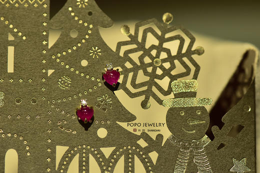 新年特选│糖果红宝石爱心钻石耳钉——钻石款 商品图0