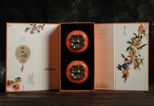 「柿柿如意」陶瓷功夫茶叶罐礼盒包装 商品图3