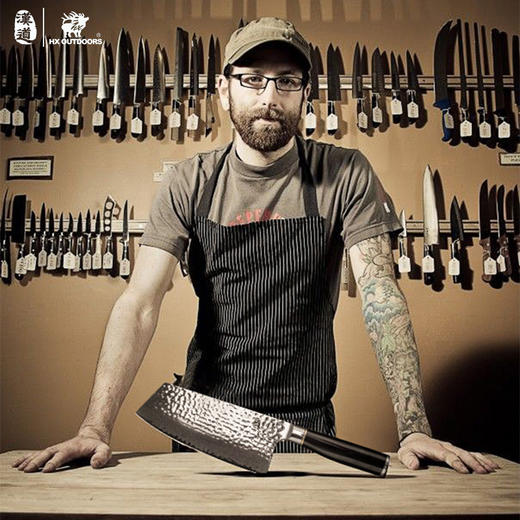 汉道-【锤打大马士革切片刀】菜刀家用切肉刀切片刀切菜刀主厨师刀厨房刀具 商品图4