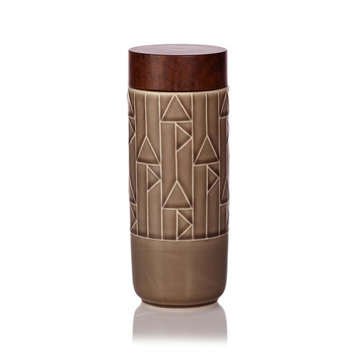 【城市系列】点石成金随身杯直式纹（木纹盖）330ml 双层 商品图2