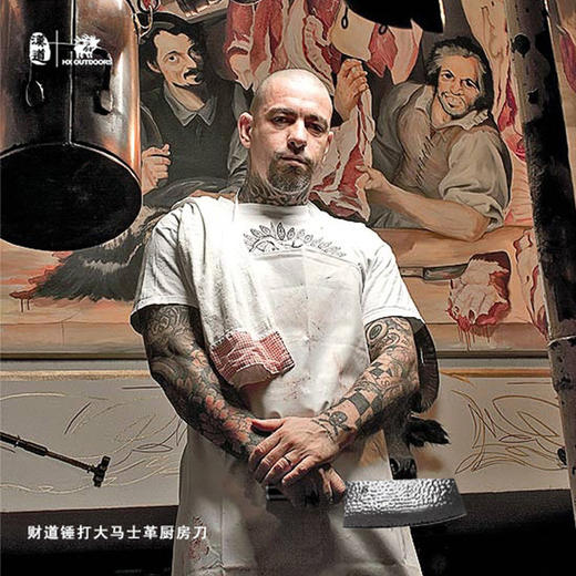 汉道-【锤打大马士革切片刀】菜刀家用切肉刀切片刀切菜刀主厨师刀厨房刀具 商品图3