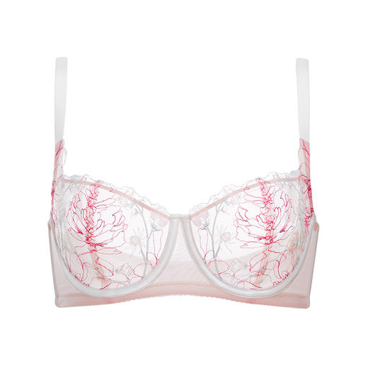 奶糖派大罩杯红白玫瑰金线刺绣半杯阳台杯单层文胸超薄大胸内衣 商品图4