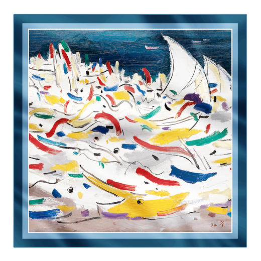 『霓裳』·吴冠中艺术小方巾  桑蚕丝 《花》&《印尼舟群》 商品图2