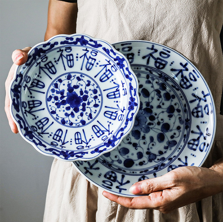 文怡之选日本进口陶瓷餐具福字餐具碗盘拉面碗杯深盘米饭碗家宴必备