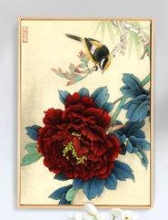 新中式花开富贵牡丹竖版装饰挂画B130 商品图4