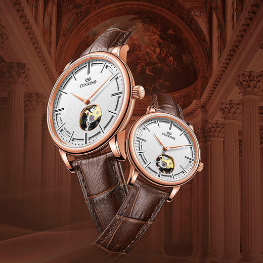 卡斯诺cenxino薄如蝉翼系列超薄全自动机芯防水机械时尚情侣腕表9001