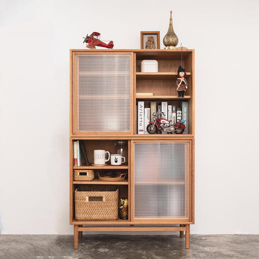 等等几木知否收藏柜樱桃木实木玻璃展示柜北欧日式书柜原创设计