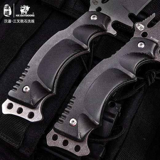 汉道【三叉戟石洗版】户外战术高硬度直刀潜水刀野外求生军刀防身户外小刀 商品图7