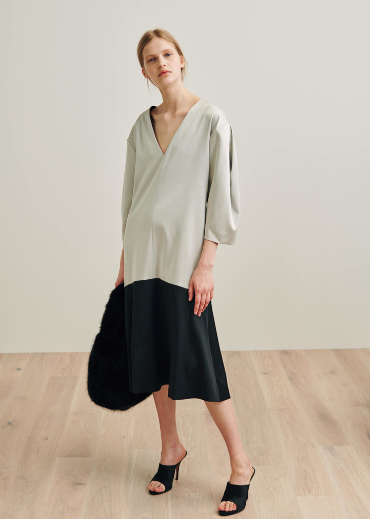 toteme19ps月光拼色marial光面连衣裙