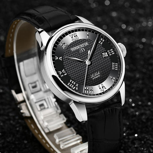 宾卡达（BINKADA）宾卡达男士手表 男 皮带 全自动镂空机械手表 防水时尚男表 7007 商品图2