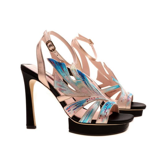 文咏珊同款 sheme《南有嘉鱼》新中式女士手工刺绣凉鞋  黑金色 商品图4