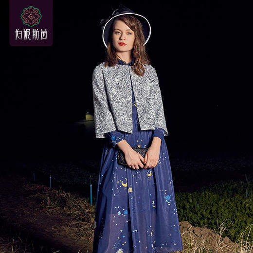 【伯妮斯茵】1S6551--蓝色连衣裙--星夜--《燃烧的灵魂——梵高》 商品图2