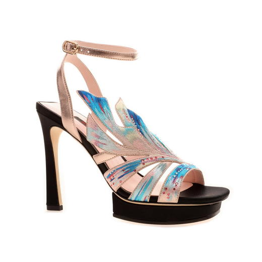 文咏珊同款 sheme《南有嘉鱼》新中式女士手工刺绣凉鞋  黑金色 商品图3