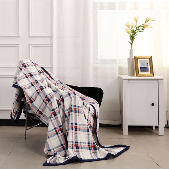 【多喜爱】云锦绒毯（格纹-蓝）