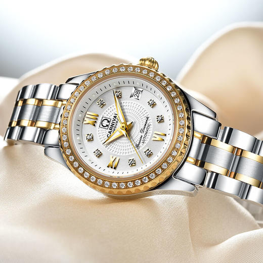 嘉年华(carnival)女士手表 女表全自动机械表 钢带手链表 夜光防水