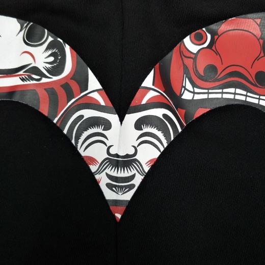 v011217男士时尚百搭休闲简约舒适经典黑色背后红达摩头像m长裤