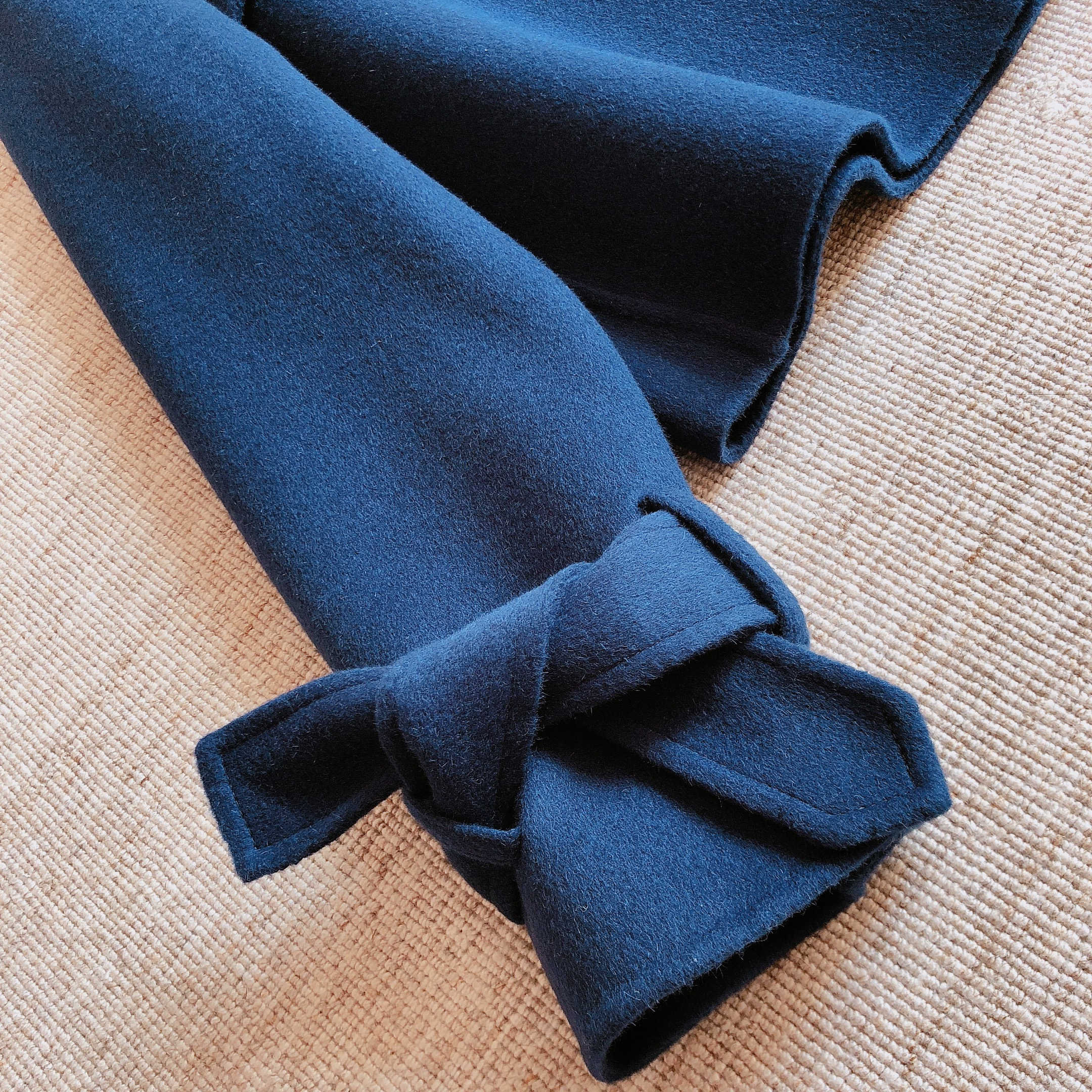 m家深蓝色羊绒大衣8122901