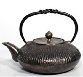 铸铁茶壶铁壶0.6L扁椰子壶泡茶壶手工铸造