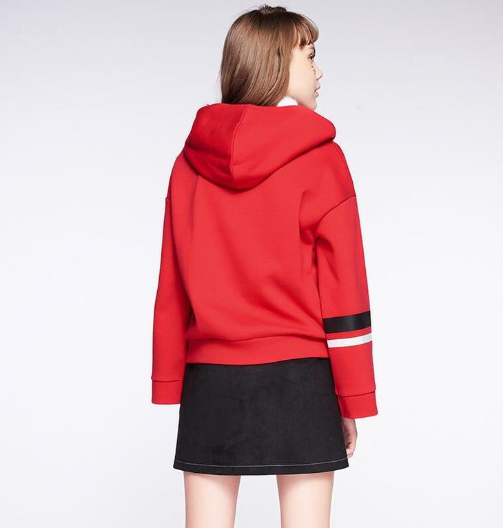 女士新款时尚舒适休闲不规则微喇袖宽松连连帽卫衣011329