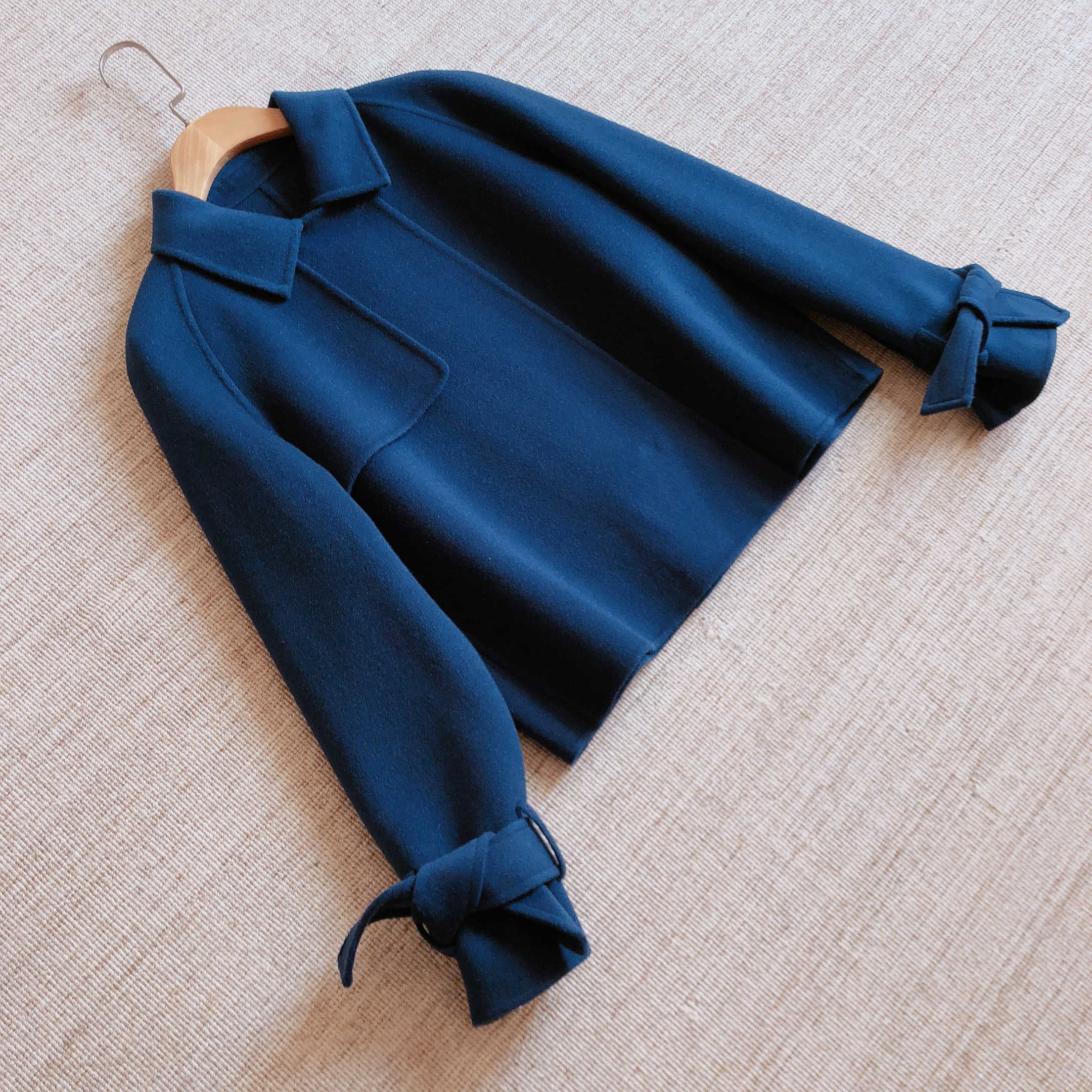 m家深蓝色羊绒大衣8122901 - mfdz品质服饰