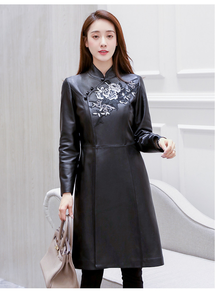 hh 唐装扣真皮皮衣女修身长款绵羊皮韩版外套 70 - 倾城旗袍