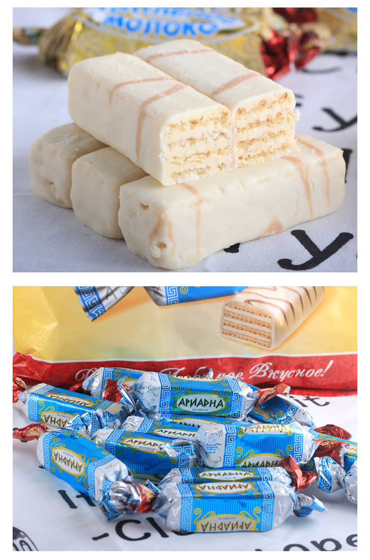 进口食品 俄罗斯斯拉夫人酸奶威化糖500g包邮